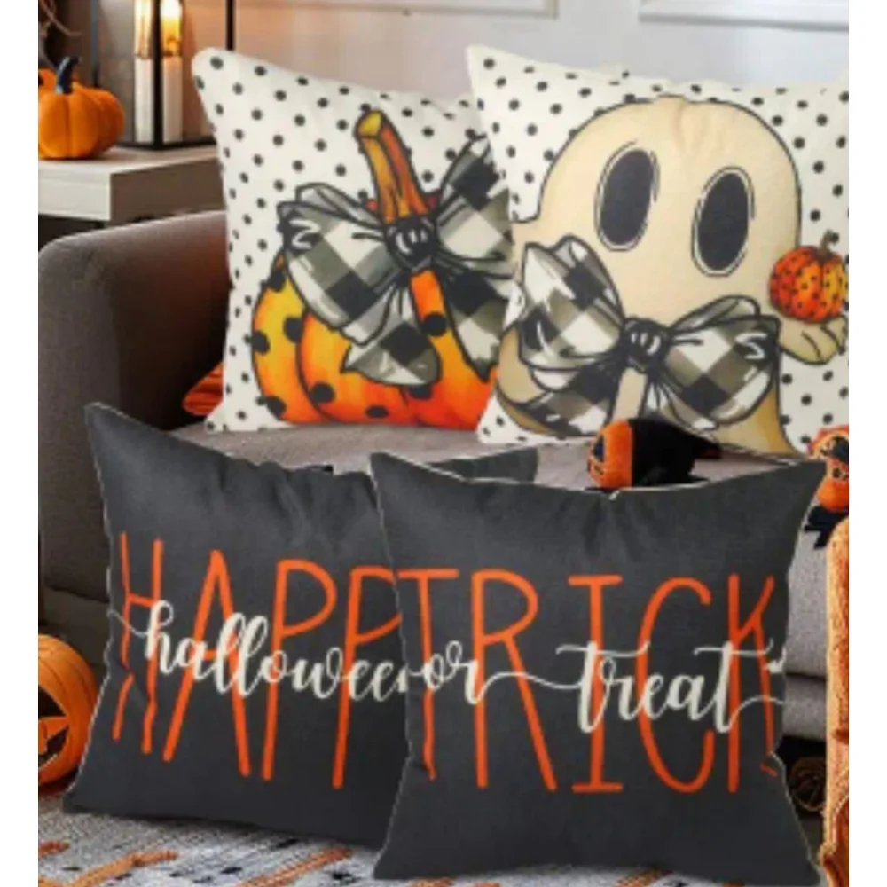 Halloween Pillow Covers Set, 4pcs, 18x18" - Picture 3 of 4